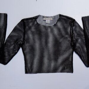 NWOT Urban Outfitter Black Mesh Crop Top Size M (fits like S/XS)